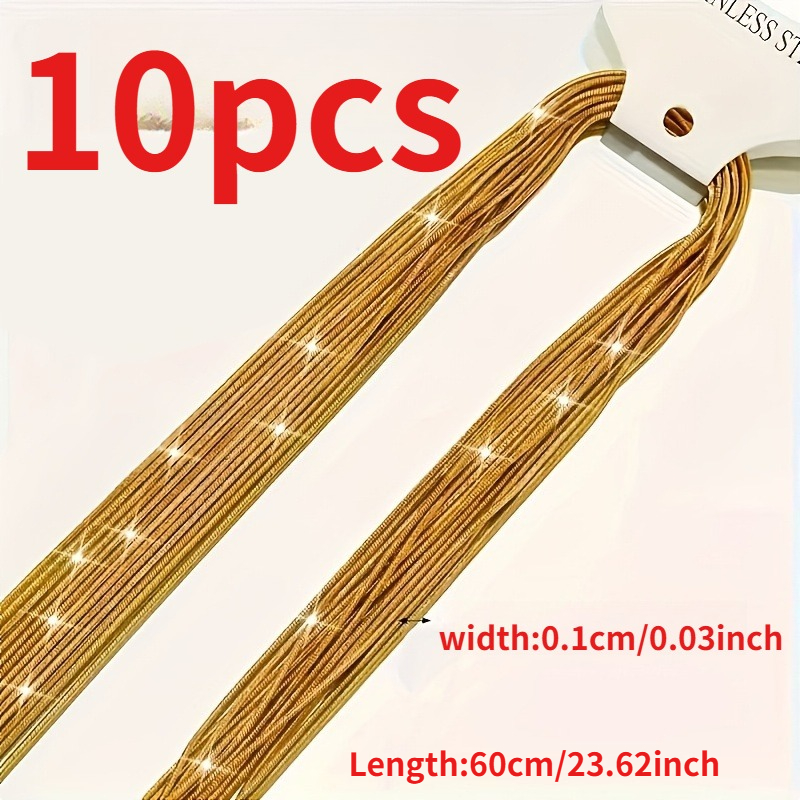 TEMU 10pcs Homme Femme Acier Inoxydable Doré Rond Os de Collier, Chaîne Unisexe, Accessoire de Bijoux en Acier Inoxydable, Facile et Polyvalent,