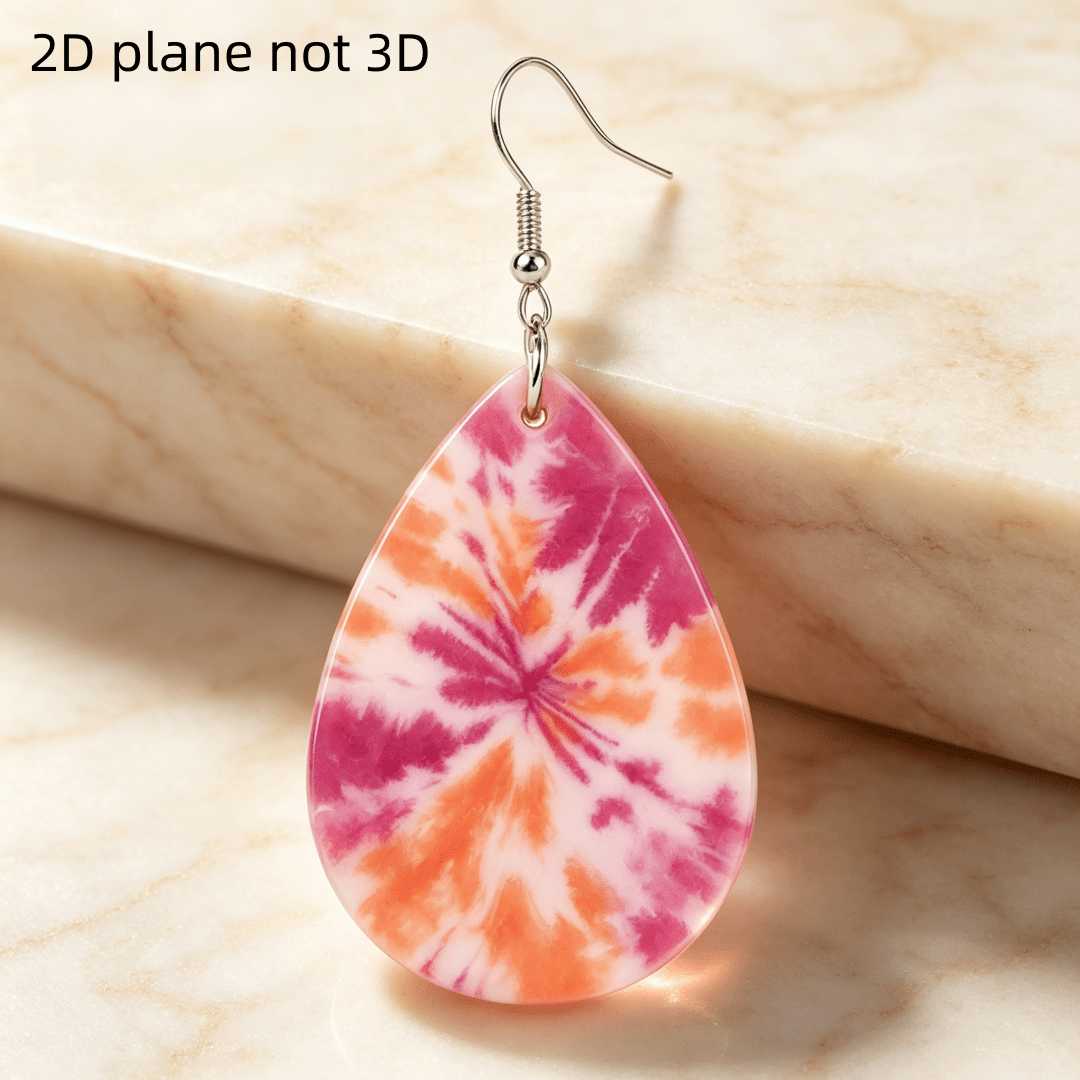 Women's Bohemian Tie-Dye Spiral Teardrop Dangle Earrings