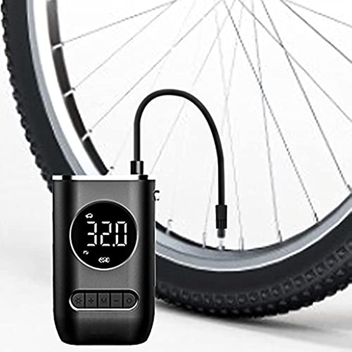 one portable air compressor and inflator a mini cordless tire pump that can to 150 psi suitable for bicycles motorcycles cars basketballs and volleyballs sports and outdoor activities usb rechargeable and operates automatically made from abs material making it an gift details 3