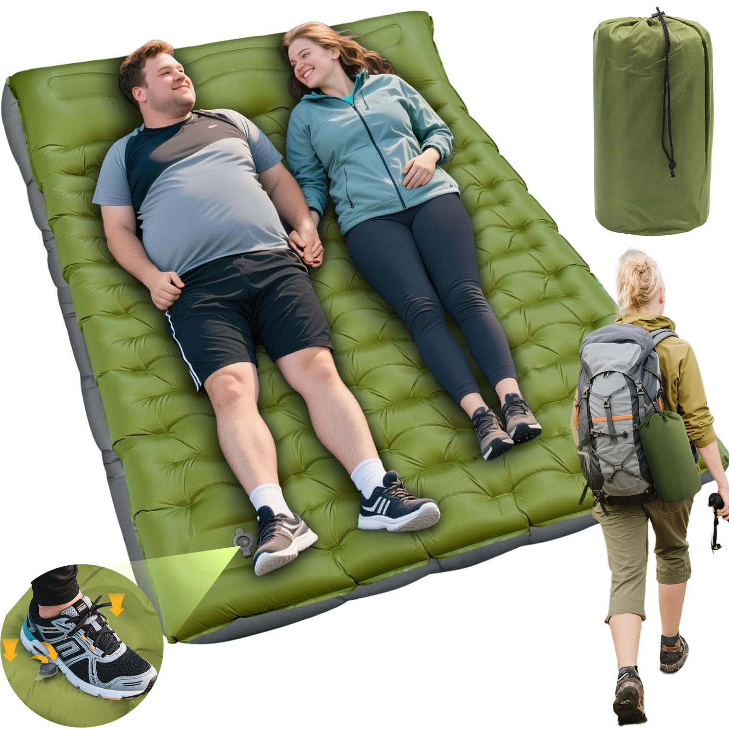 Self-inflating Thick Air Mattress For Two, Perfect For Camping And Hiking