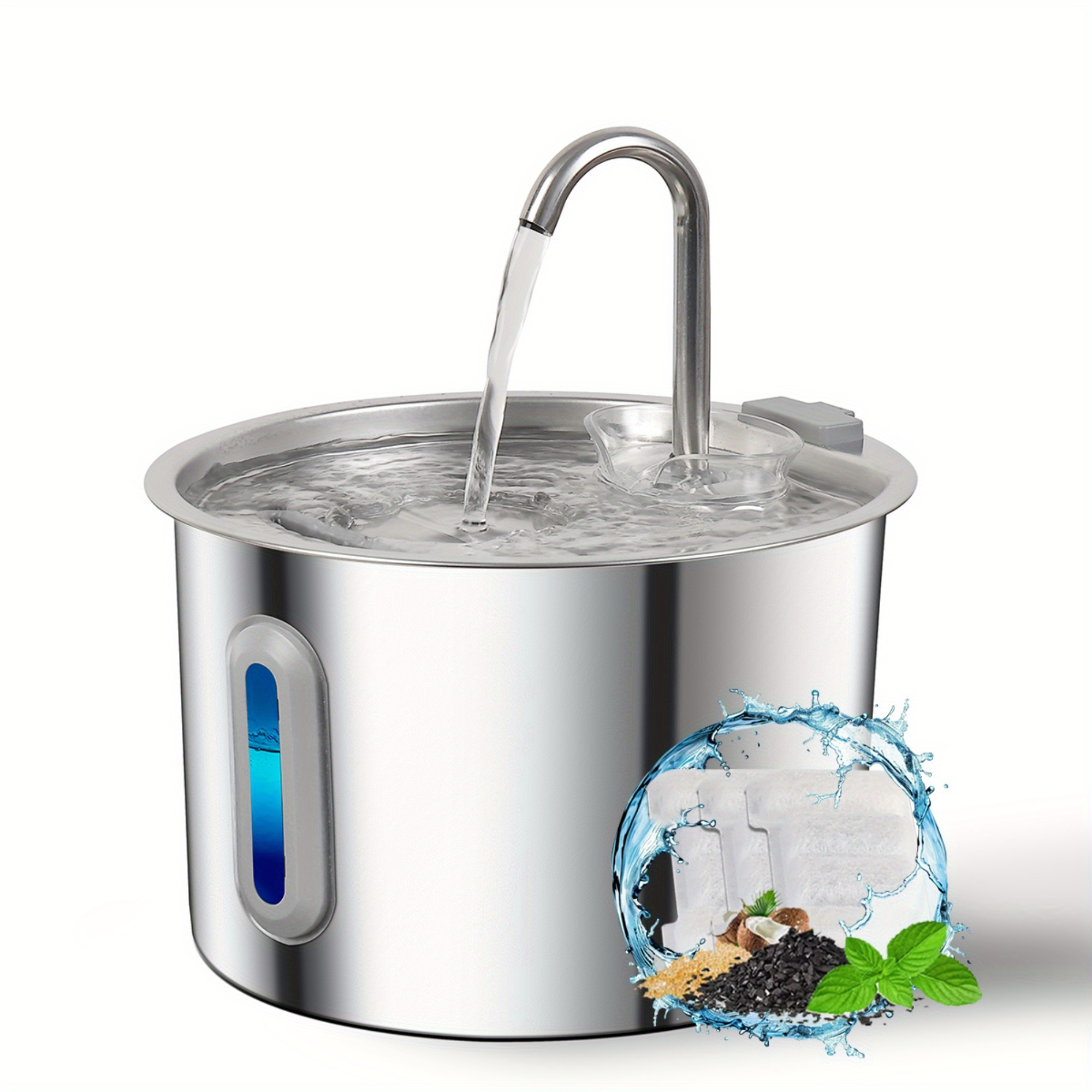 stainless steel cat water fountain 2 2l 74oz automatic