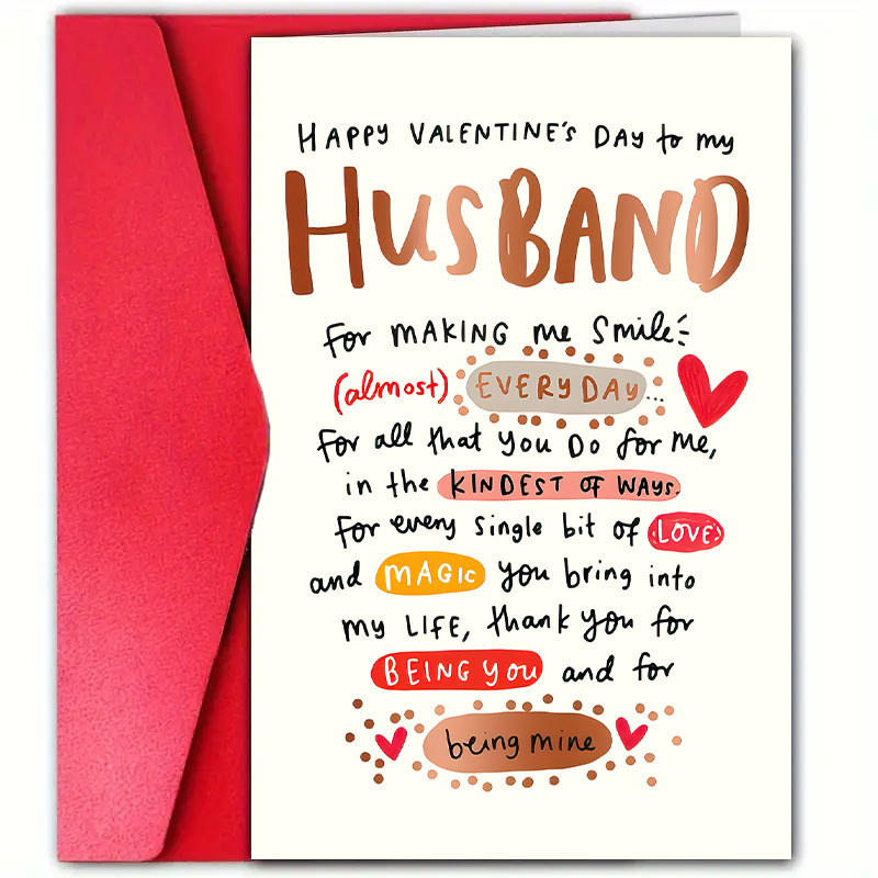 

1pc 's Day Greeting Card For Husband With Envelope, 12cm X 18cm, Paper Material, Wife, Boyfriend, Girlfriend, Lover, Appreciation And Encouragement, Meaningful Celebration Card