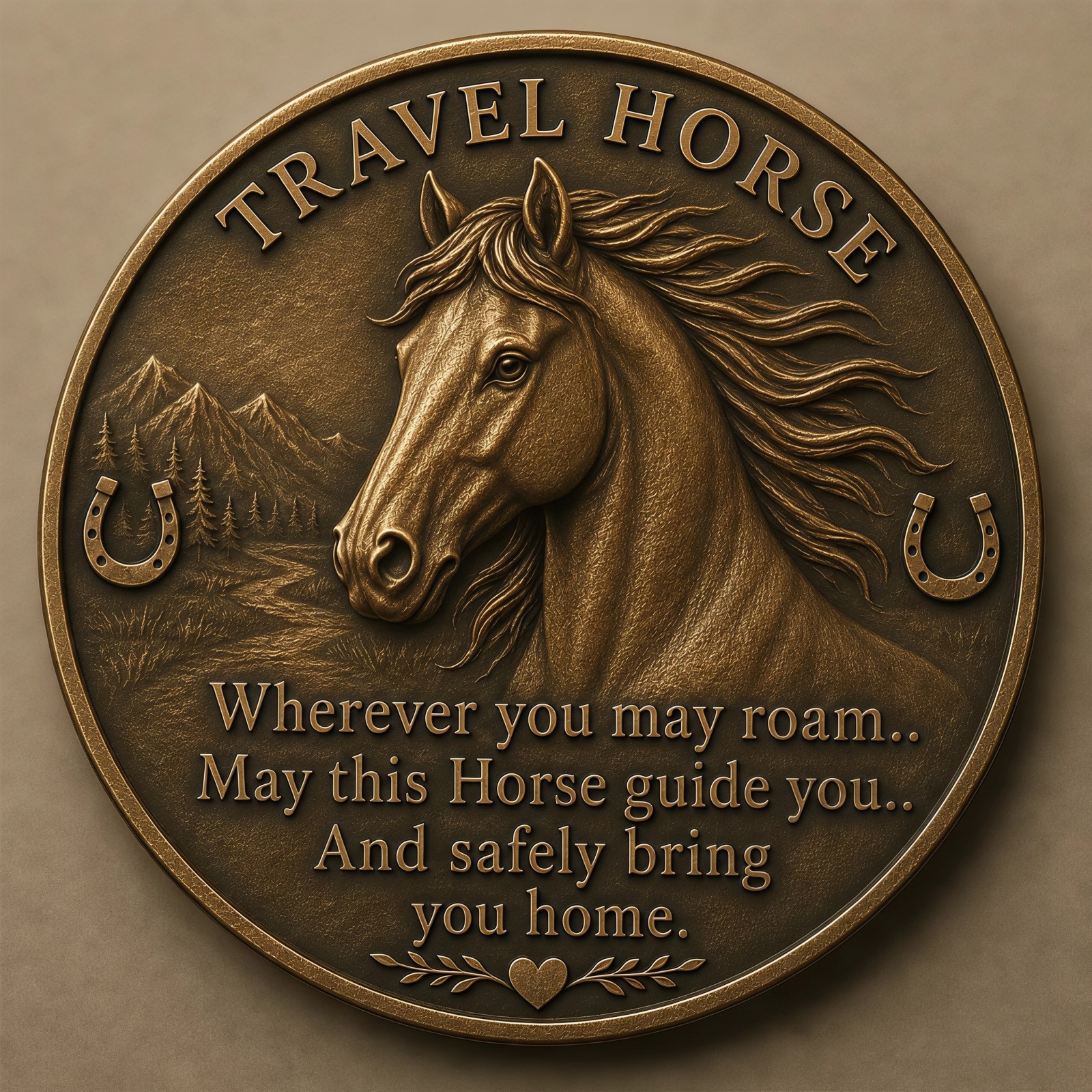 TEMU Replica Coin 3d Embossed 1pc Replica Coin "journey Of " Horse-themed Embossed Commemorative Decorative Coin, Symbolizing Wilderness And