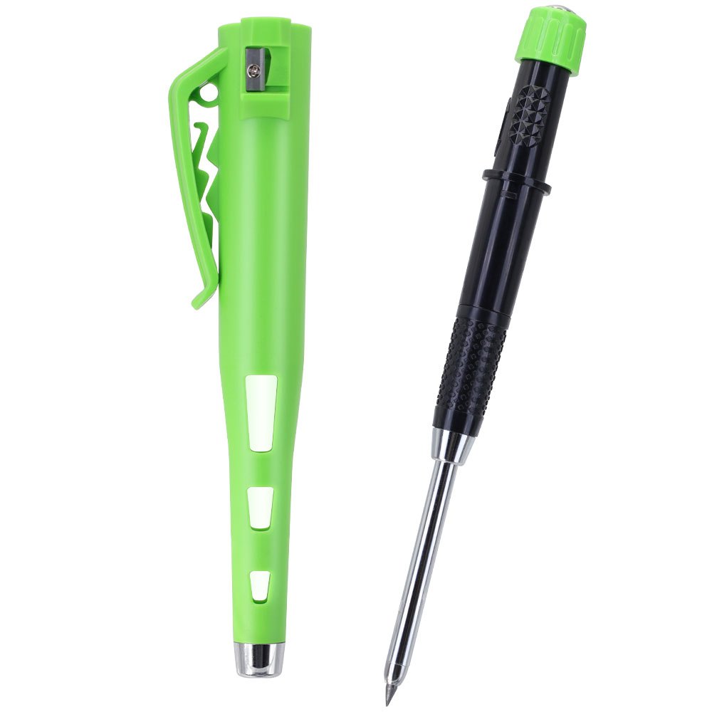 1pc 2.8mm Precision Woodworking Marker Pen With 55mm Extension Head For Deep Hole Marking, Heavy-duty Protective Cover With Built-in Sharpener - Carpente