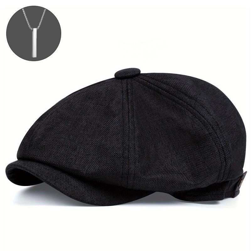 Image of 2 Packs, 1 Hat And A Necklace, Men's Exquisite Beret Ivy, Hand Wash/dry Cleaning, Lightweight, Suitable For Golf Courses, Mountaineering, 's Hat