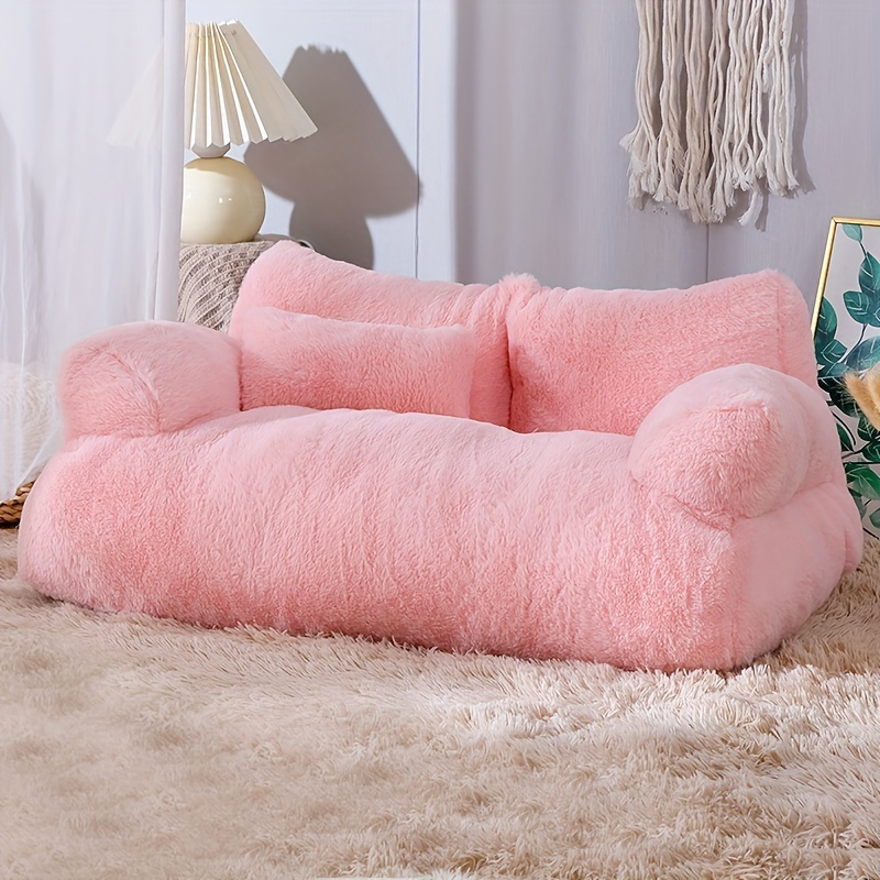cozy plush pet sofa bed in pink high polyester Temu South Africa