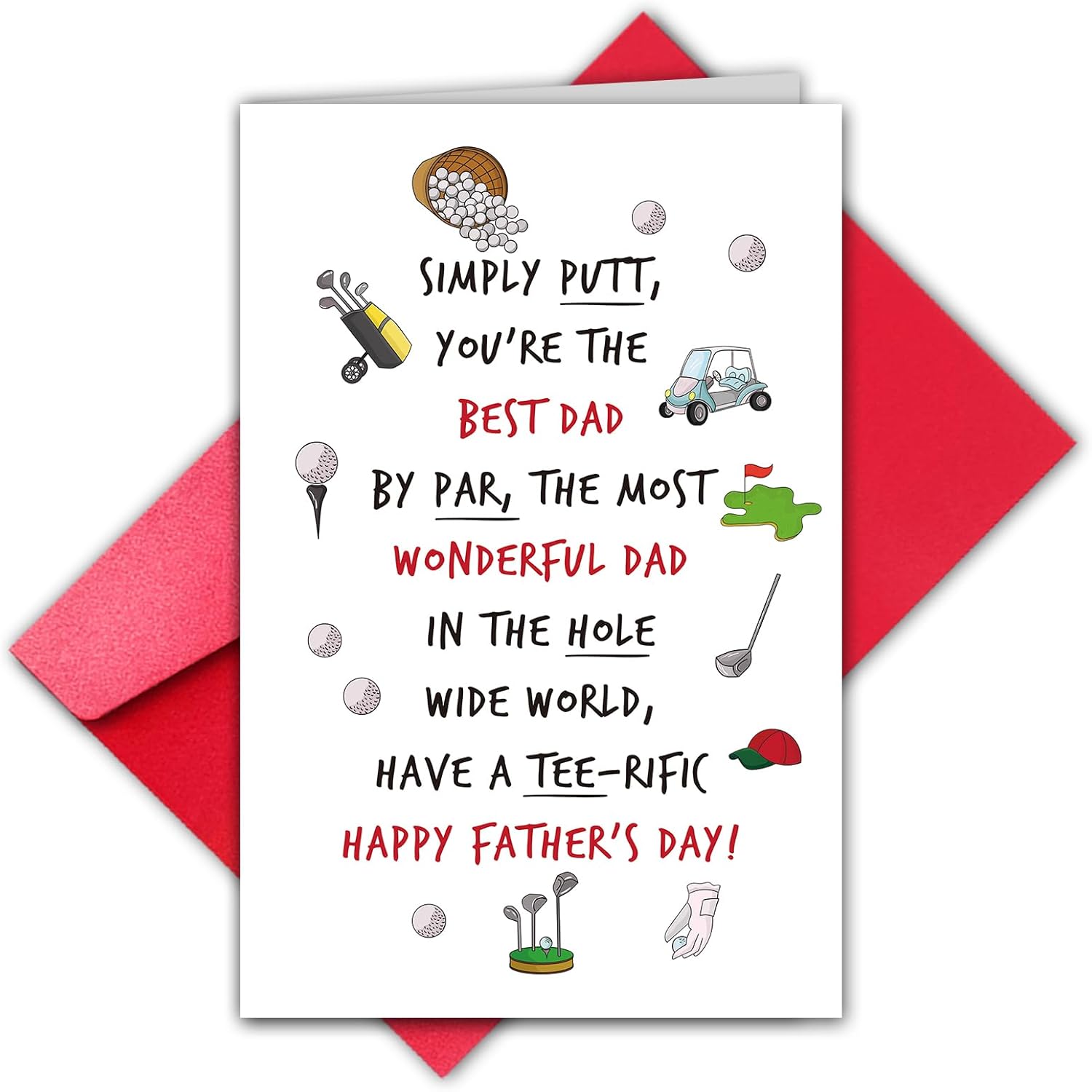 TEMU 1pc Greeting Card And Envelope, Happy Father's Day Card For Father, Funny Golf Dad Day Card From Son Daughter Family, "you're The Best Dad,