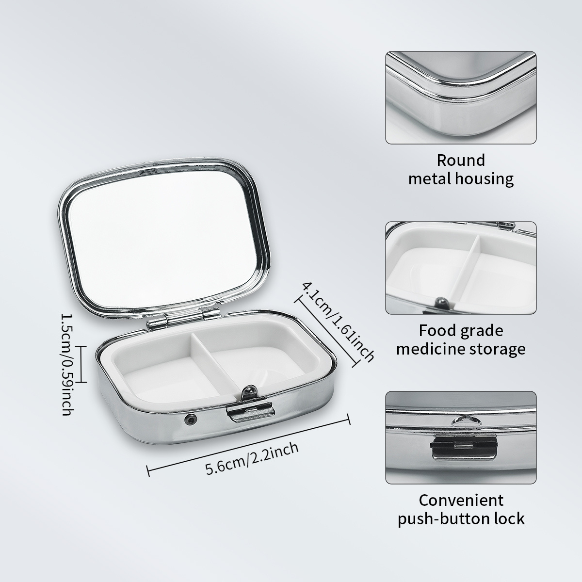 Compact 2 Compartment Pill Box Organizer