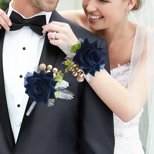 4pcs artificial flowers wrist corsage set, navy blue wedding boutonniere for men girl/ mother prom corsages wristlet dcor, ceremony anniversary formal dinner prom party homecoming celebration suit decorations - home & kitchen - 4pcs artificial flowers wrist corsage set, navy blue wedding boutonniere for men girl/ mother prom corsages wristlet dcor, ceremony anniversary formal dinner prom party homecoming celebration suit decorations - home & kitchen -