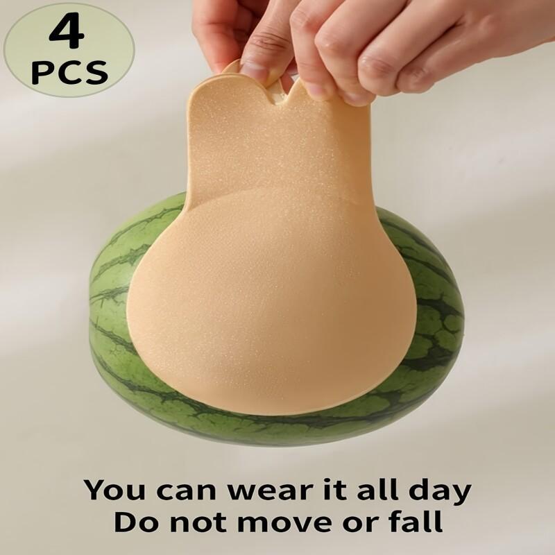 4pcs of Women's push-up sticky bras - strapless invisible nipple covers, reusable sticky breast pads, rabbit design, comfortable support nipple stickers