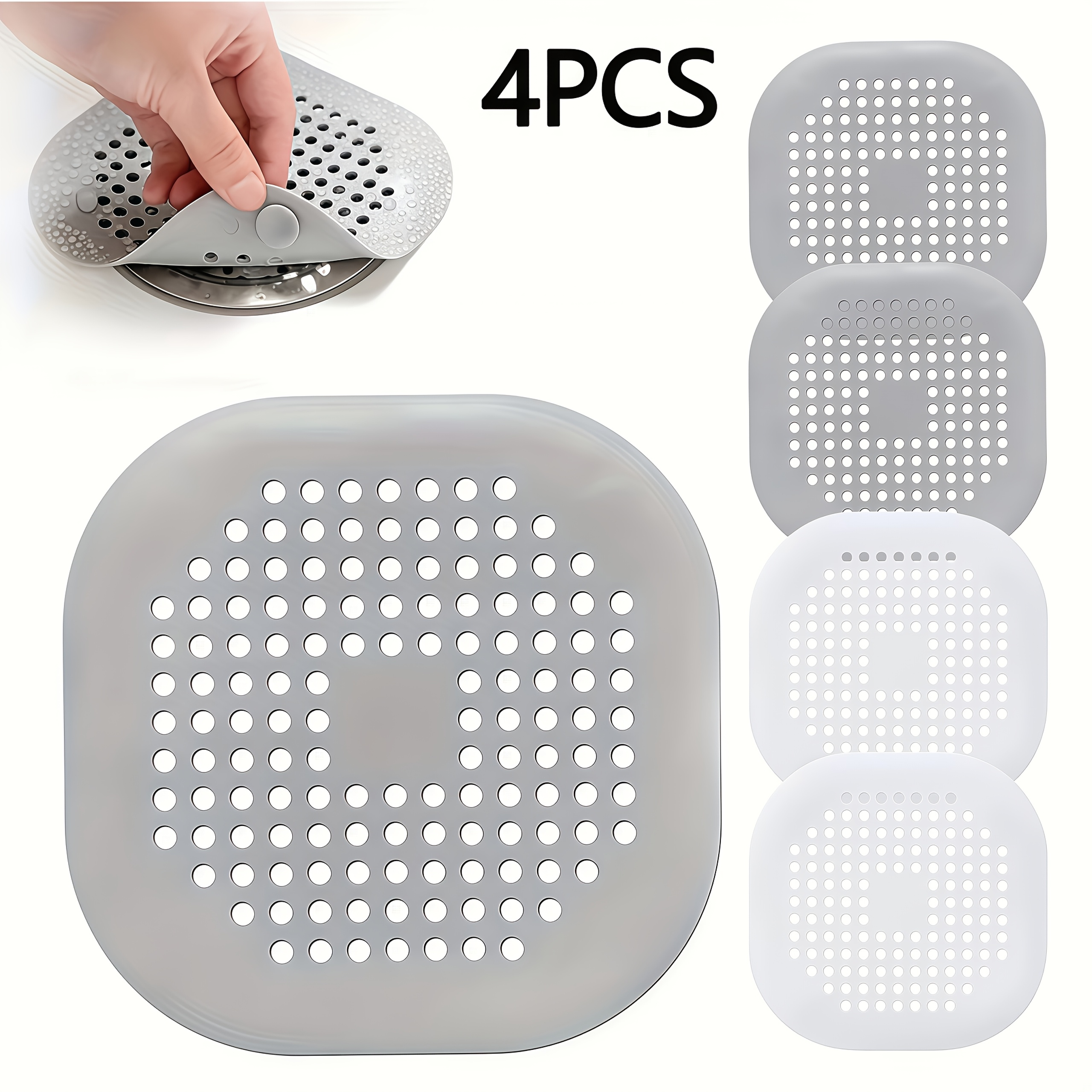 TEMU 4-pack Anti-clog Drain Strainer, Bathtub Shower Drain Cover, Suitable For Kitchen, Bathroom Sink, Floor Drain, Drain Outlet, Etc., Prevents Pipe