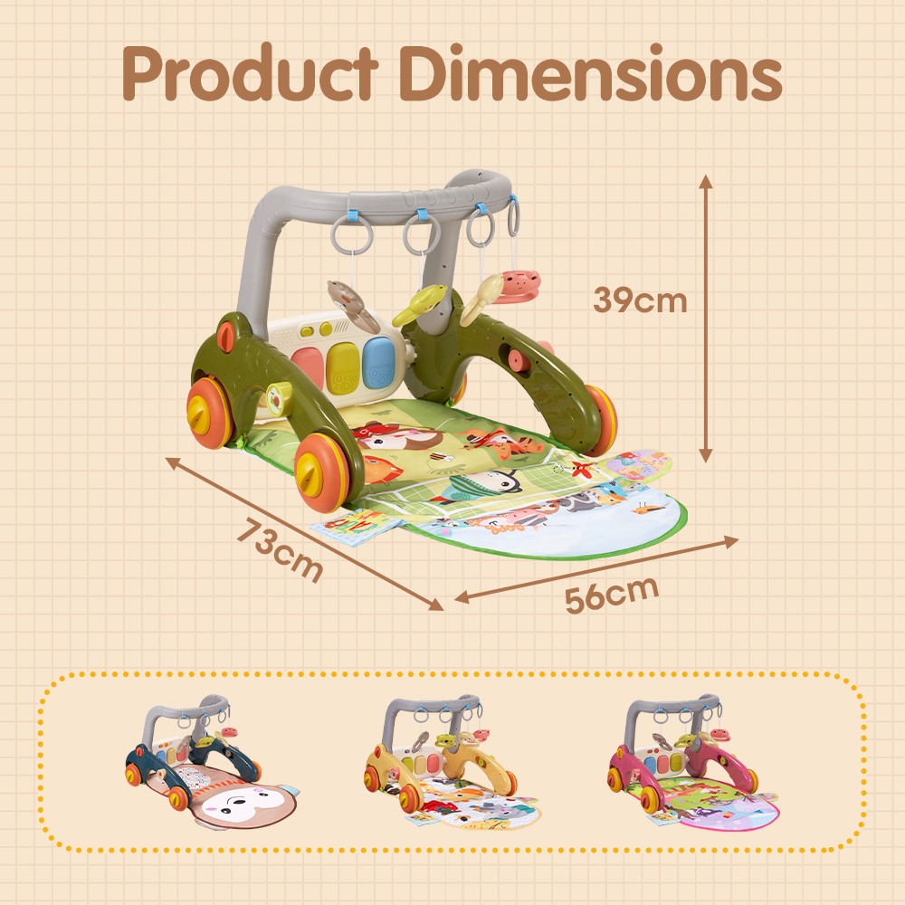 7-in-1 Baby Play Mat, Kick And Play Piano Gym with Portable Musical Toy, Adorable Animal-Themed Baby Play Gym, Tummy Time Mat Promote Motor Skills & Sensory Development Mat for Newborn Baby, Green, Blue, Pink, Yellow, Baby Play Mat Activity Center - Image 3
