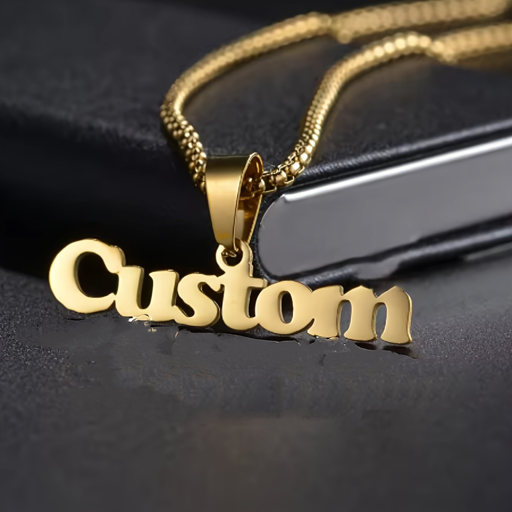 TEMU 1pc Custom Name Necklace, Personalized Pendant Necklace, Unisex Jewelry Gift, Suitable For Daily And Party Wear, Birthday, Christmas, Family