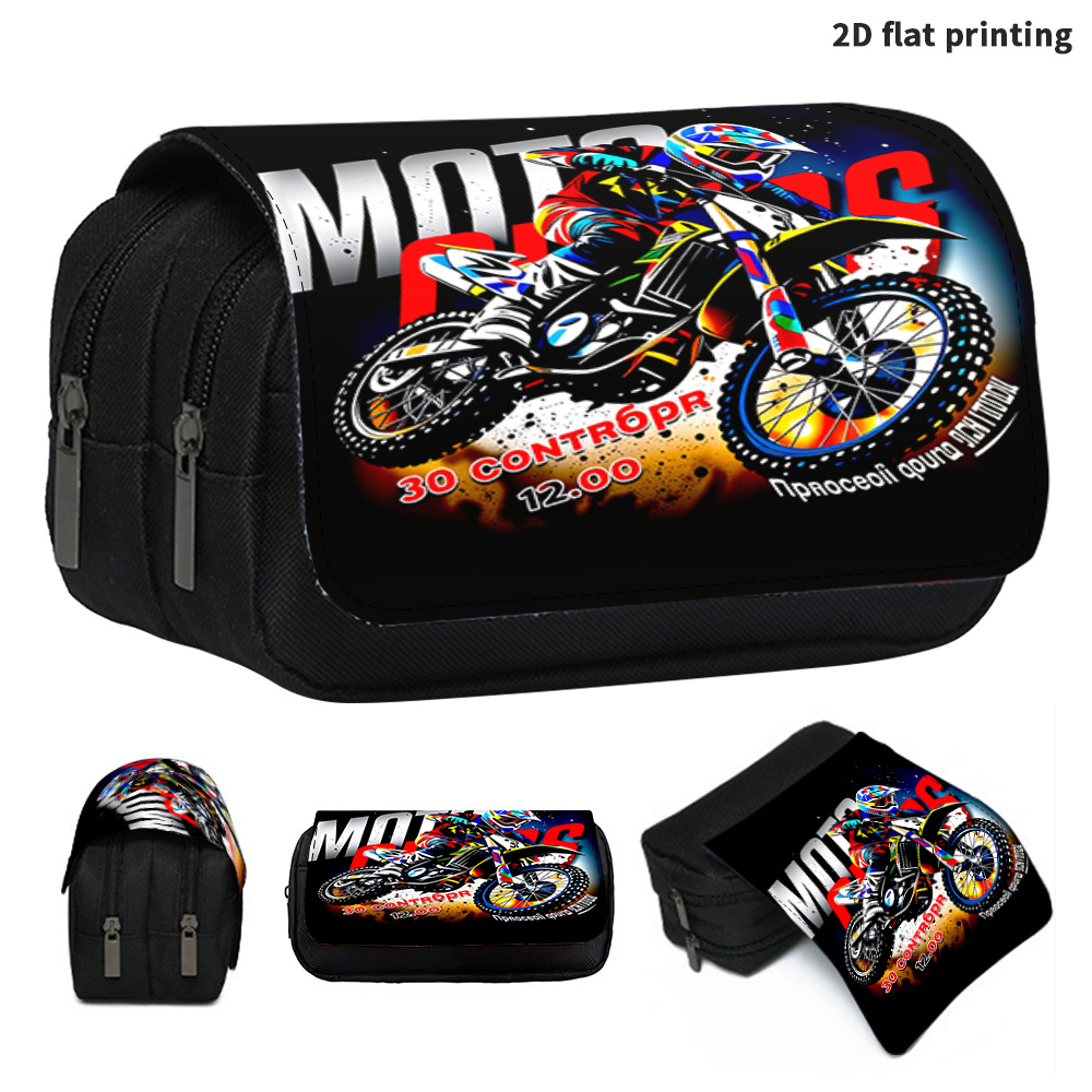 TEMU 1pc Racing-themed Large Capacity Pencil Case Suitable For School, Office & Travel - Zipper Storage Bag With Race Design, Durable Organizer For