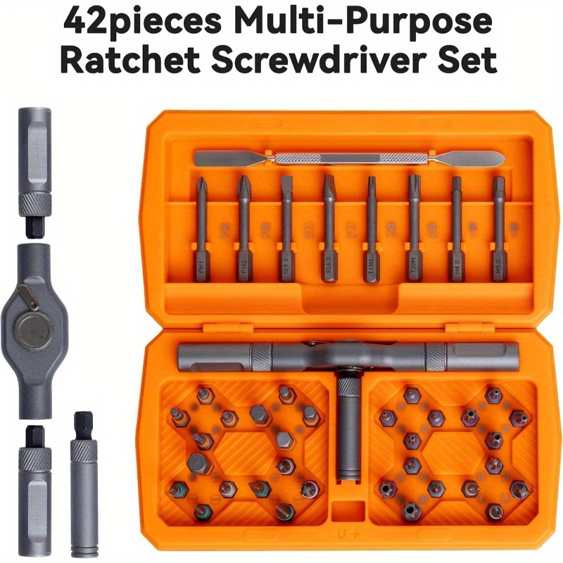 magnetic ratchet screwdriver set with soft shaft - ideal for furniture assembly & electrical maintenance,   10 interchangeable bits, durable metal construction, no power required, screwdriver set|magnetic screwdriver|durable construction, screwdriver set for home   Product details 2