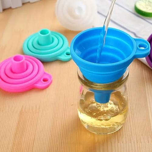 1pc random color foldable silicone funnel mini pigment dispensing tool convenient painting tool for oil paint transfer craft material storage for liquid distribution and kitchen use suitable for glitter powder liquids