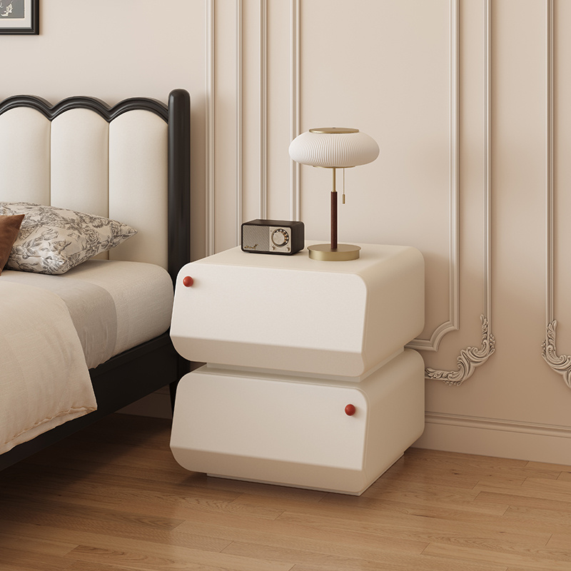 Modern Stackable Nightstand, 1set Double-decker Locker. Modular Bedside Table, Minimalist Black & White Storage Drawer, Space-Saving Accent Furniture for Bedroom & Living Room, Silent Soft Close Rails, Scratch-Resistant PU Finish, Easy Assembly