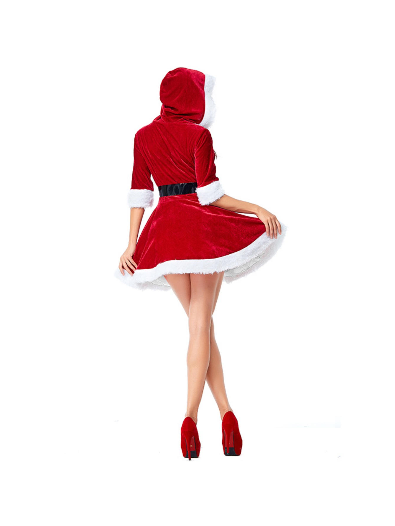 christmas lady dress SHEIN Women's Elegant Burgundy Velvet Long Sleeve Formal Autumn Winter Party Dresses,Plus Size Solid Color Minimalist Ladies Church Dress suitable for a variety of Christmas occasion A Grown Up Christmas Dress
