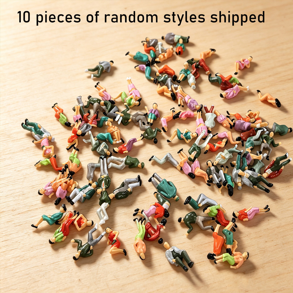 TEMU 10pcs Random Sitting Mini Human Figurine, Train Layout Scene Character Props, Micro Landscape Passenger Figure Decor Accessories For Railway