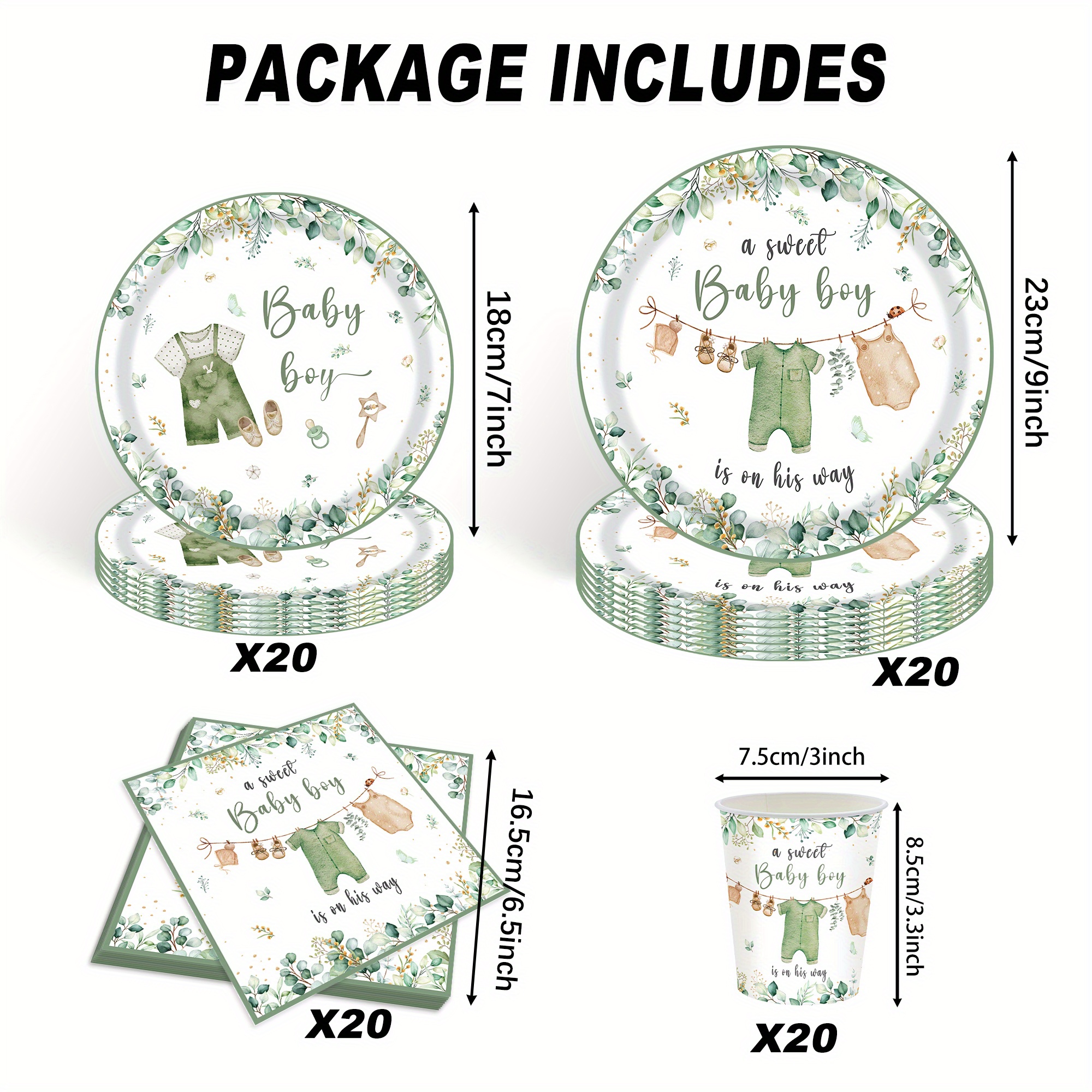 Image of 80pcs Green Shower Theme Party Tableware Set, Party Supplies, Holiday Decorations, Party Packs I Perfect For Halloween