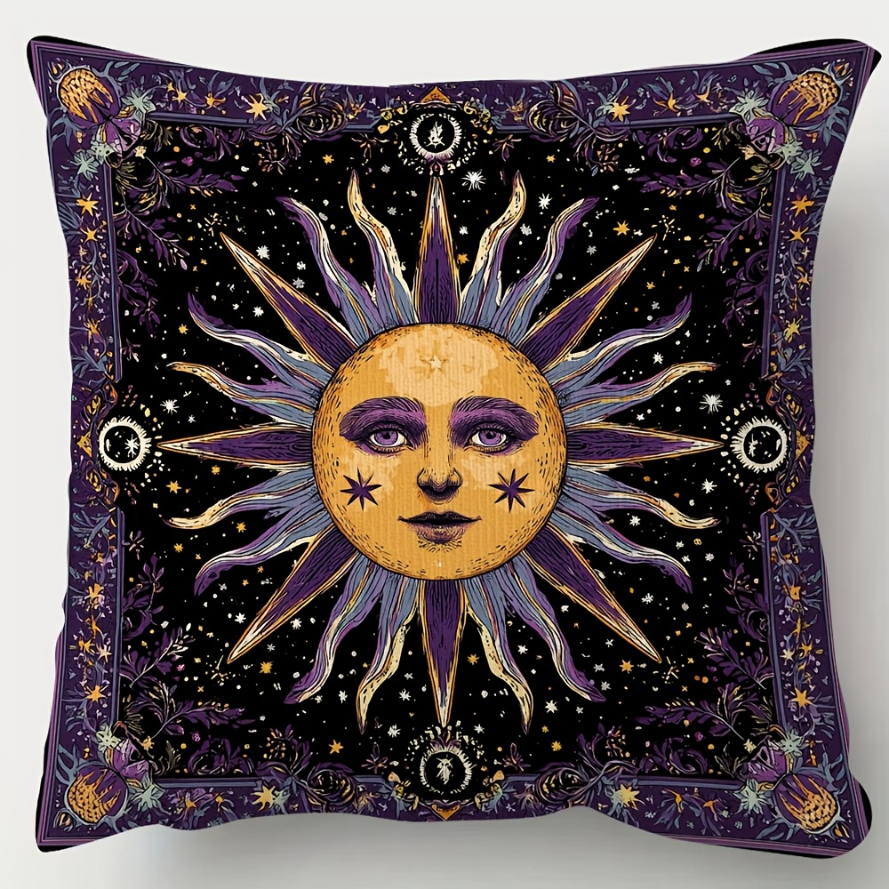 TEMU 1pc Of A Mysterious Pillow Cover, Featuring A Bohemian Style Soft Decoration, Made Of Single-sided Short Plush, Suitable For Spaces Rooms,