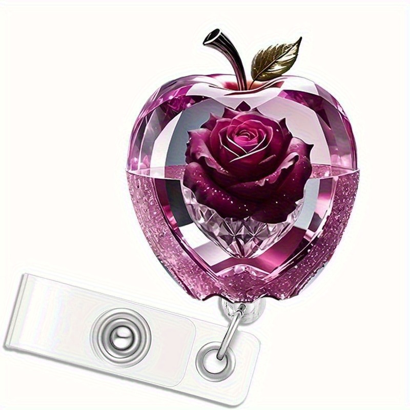TEMU Elegant 2d Acrylic Flower Id Badge Holders Suitable For Nurses, Teachers, And Students, Office Name Additions, Nurse Badge Clips For Halloween,