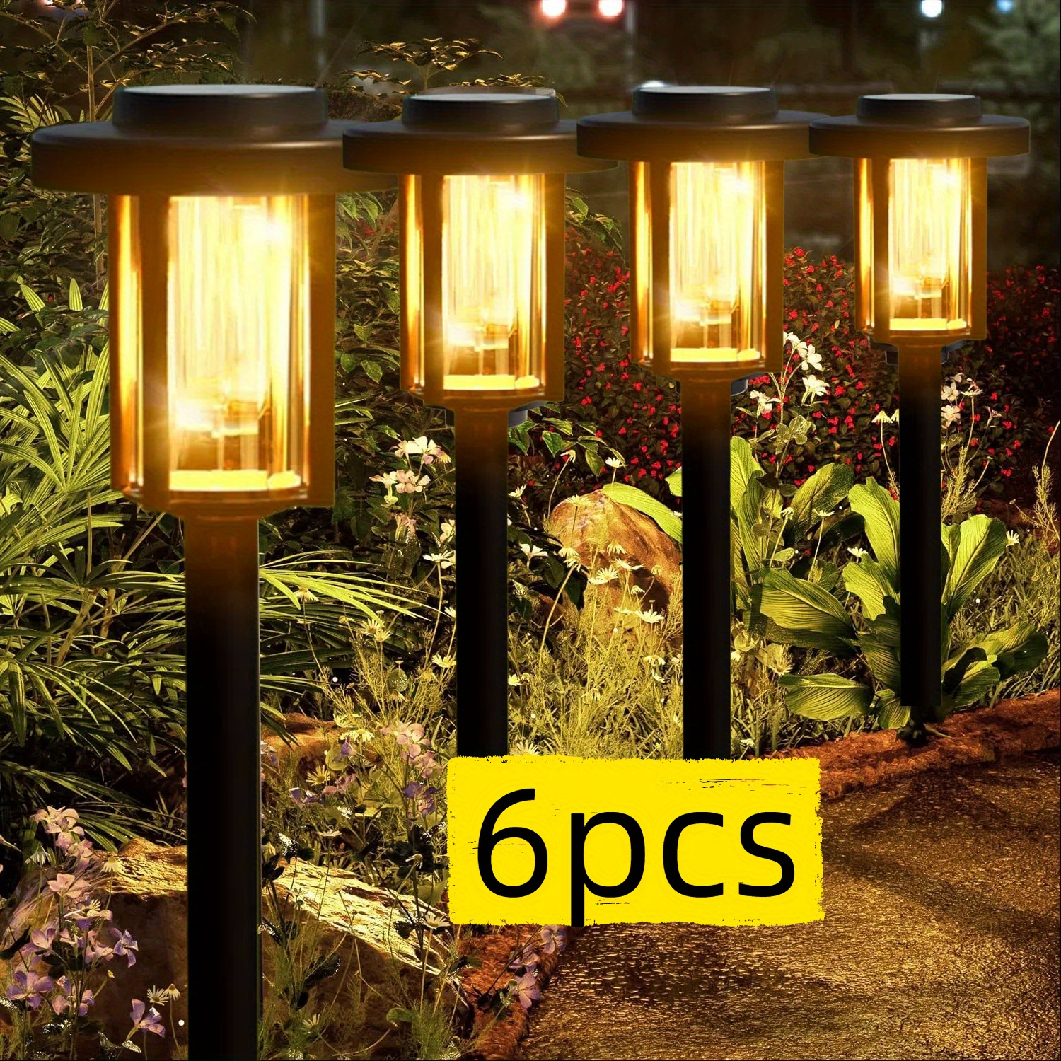 Image of 6pcs, Solar Path Lights, Lawn Lights, Outdoor Led Warm Light, Sidewalk Lights, Solar Landscape Lights Suitable For Driveways, Lawns, , , Courtyards