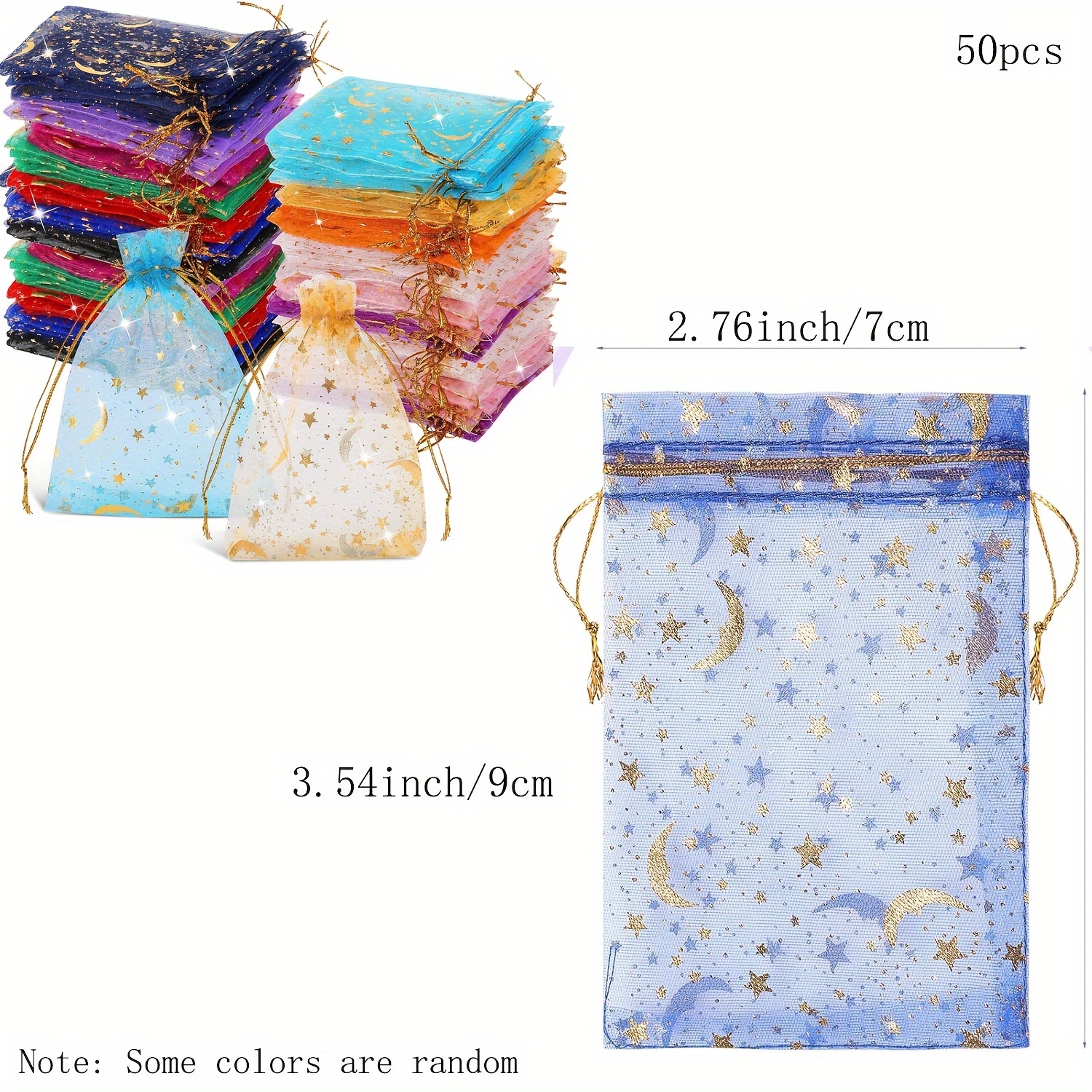 TEMU Cadeau voor Haar/Hem 50 stuks Ster Transparante Organza Zakjes Bulk Kleine Cadeautjes Zakjes Mesh Trekkoord Cadeau Zakjes Diverse Kleuren