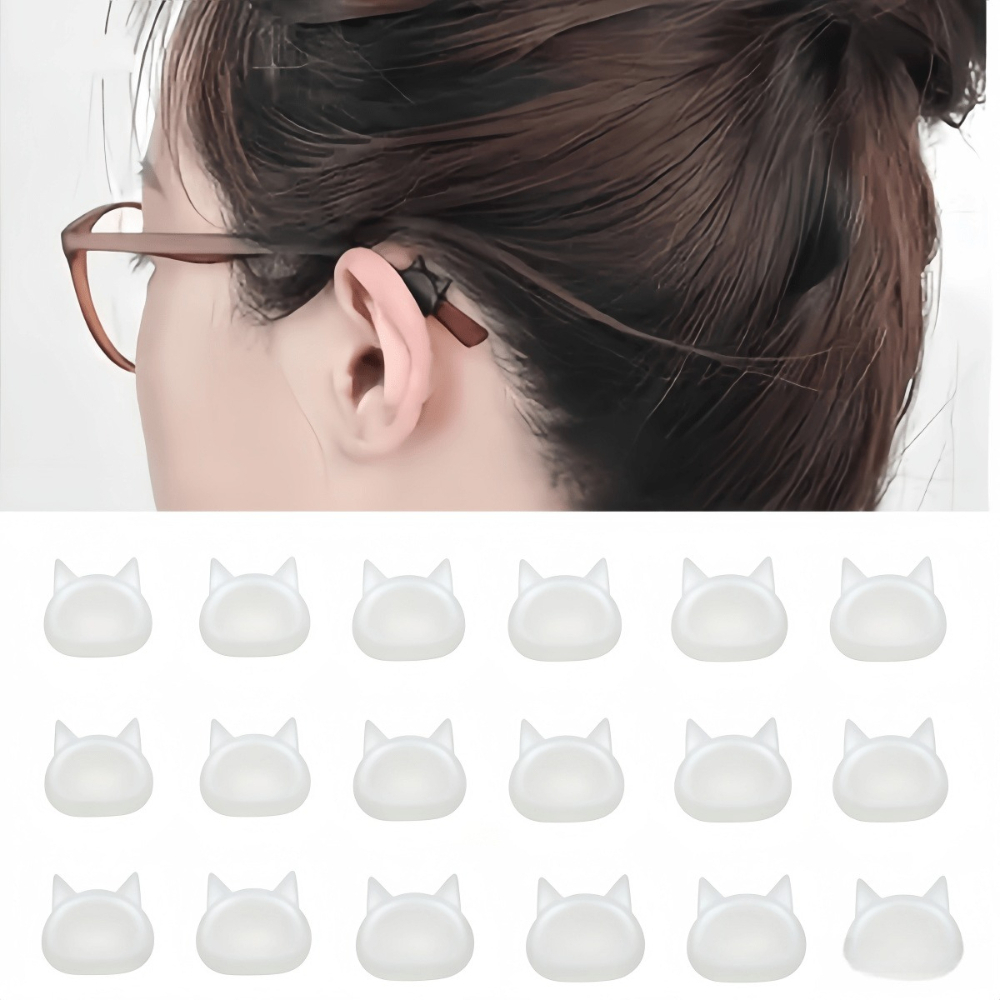 TEMU 18 (9 Pairs) Of Cute Cat-themed Non-slip Eyeglass Nose Pads And Ear Hooks, Safety Eyeglass Temples, And Ear Clips-with Non-slip Grips And Soft
