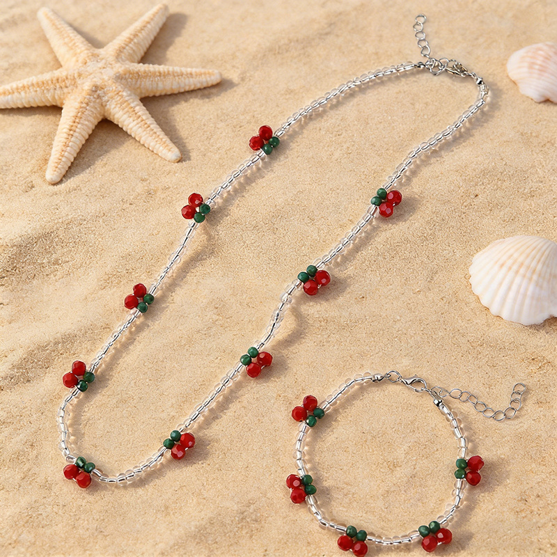 TEMU Juego de joyería de 2 piezas para mujer, estilo femenino , juego de pulsera y collar de cadena con de , pulsera y collar de cuentas de rocalla