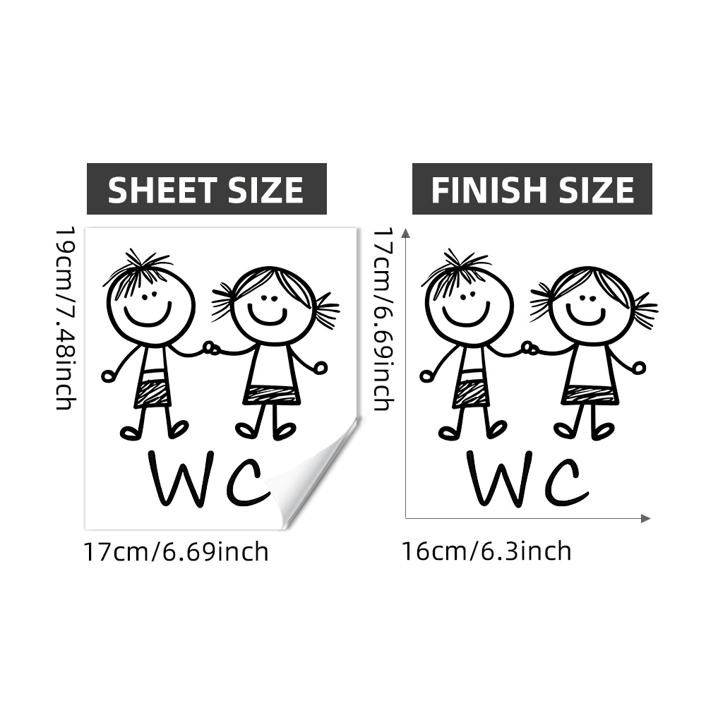 Black And Figure "wc" Sign Pattern Wall Sticker For Women And Men, Home Decor For House And Wall Decoration, Suitable For Bathrooms And Restrooms, Self-adhesive, And Removable Wall Decor, 1pc/17×19cm