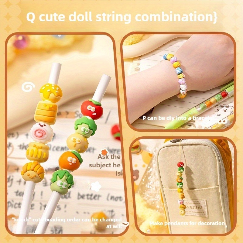 chuanle cute   retractable gel pen with eraser - quick-drying brush tip, vibrant colors & smooth writing, medium tip ballpoint pen for school, office, diy, birthday gifts,   design with heart & star patterns, no  , durable & precise (multicolor), pen for writing, school supplie Product details 2