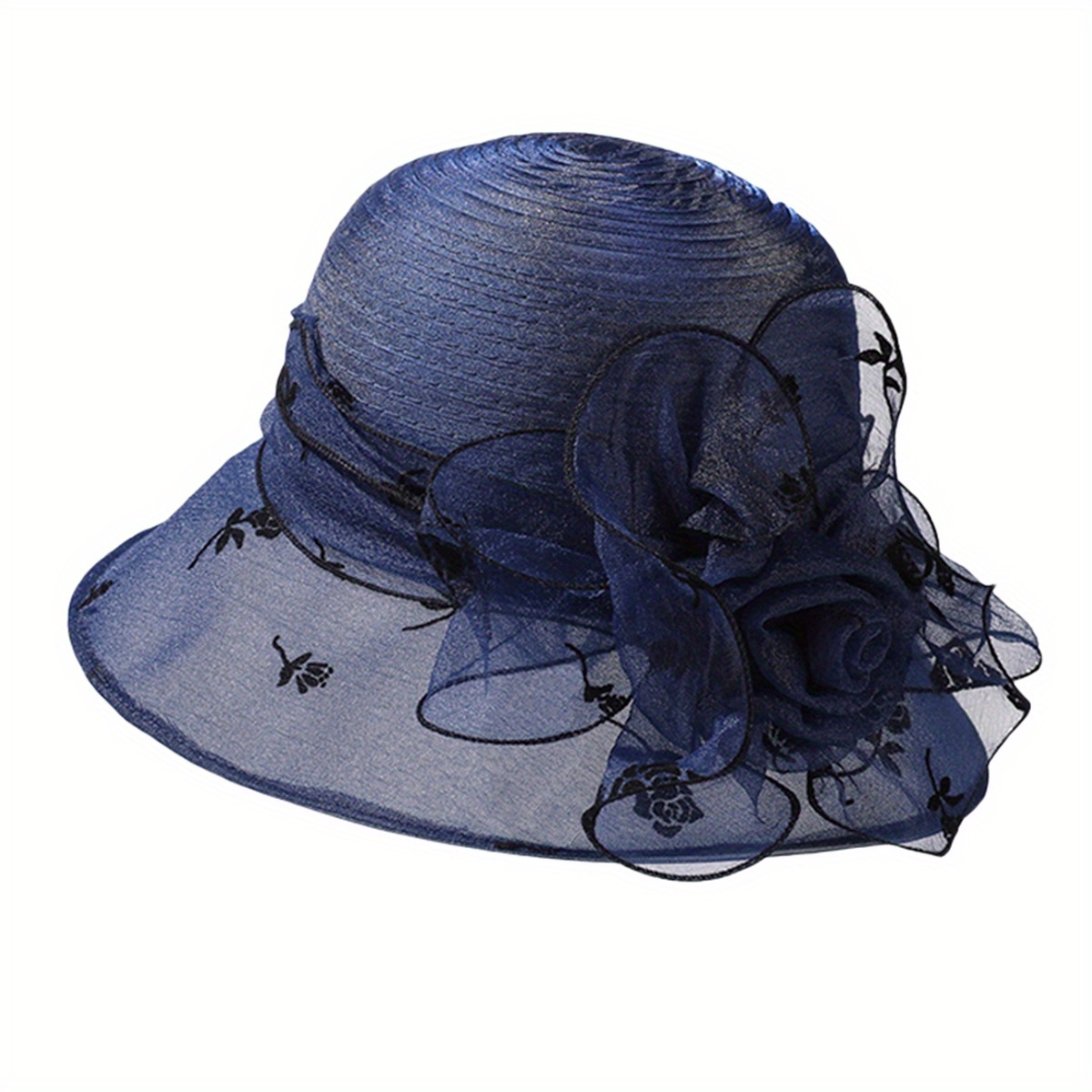 Elegant Blue Women\'s Hat with Floral Accents Amazon.com: GIBZ Flower Fascinator Hats for Women Extra  main image 2