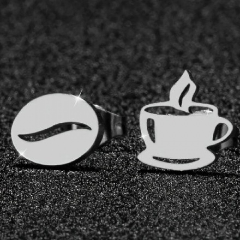 TEMU 1 2 pezzi di orecchini a in acciaio inossidabile ipoallergenici a forma di chicco di caff癡 per donna, orecchini da donna, regalo per