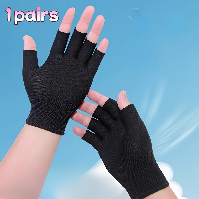 TEMU 1 Pair Of Breathable Elastic Fingerless Gloves - Suitable For Outdoor Sports, Cycling, Motorcycling, Fishing, Driving - Unisex Summer Activity