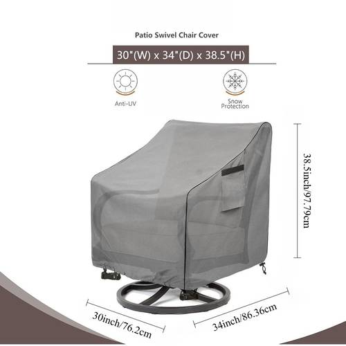 2 pack gray outdoor swivel chair covers protective oxford cloth covers with piping and silvered pa coating drawstring and snap closures