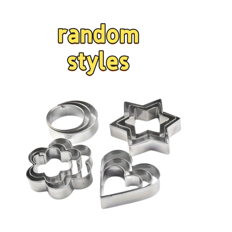 TEMU 6pcs Random Styles Stainless Steel Biscuit Mold Flower Shaped Circular Heart-shaped Star Shaped Biscuit Set For Kitchen Baking Tools Of Cakes,