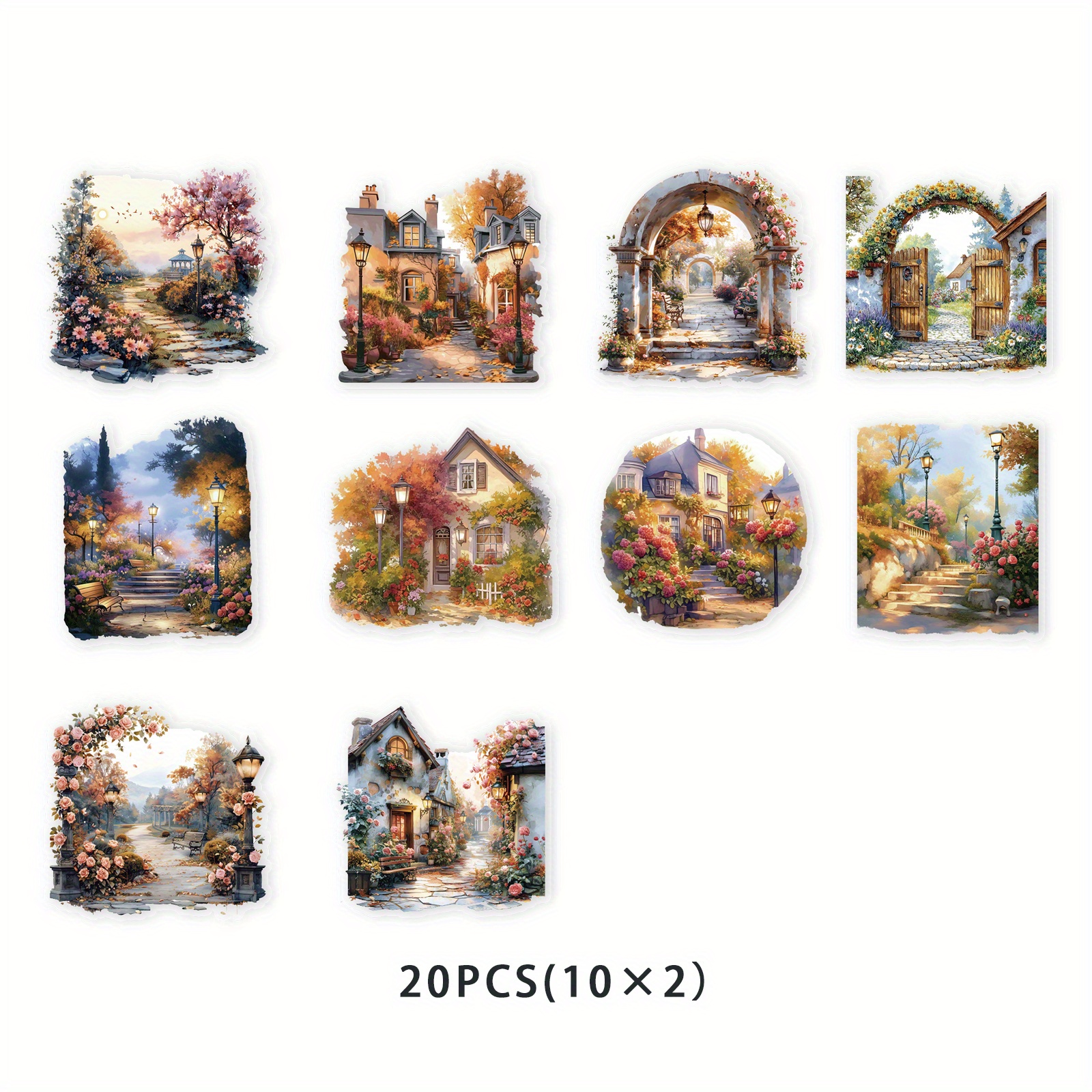 20pcs Small Retro Pattern Stickers For Handcrafted Scrapbooks, Art Diaries, Mobile Phone Gifts
