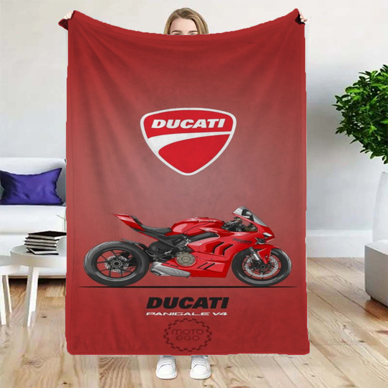 

Motorcycle Print Flannel Blanket – Soft, Cozy, Throw With Iconic Red Motorcycle Design For Home, Office, Car, And Camping | Perfect Gift For Fans