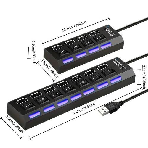 7 port 4 port usb hub compact and stylish with led indicators supports multiple devices simultaneously suitable for use with laptop peripherals tablets phones