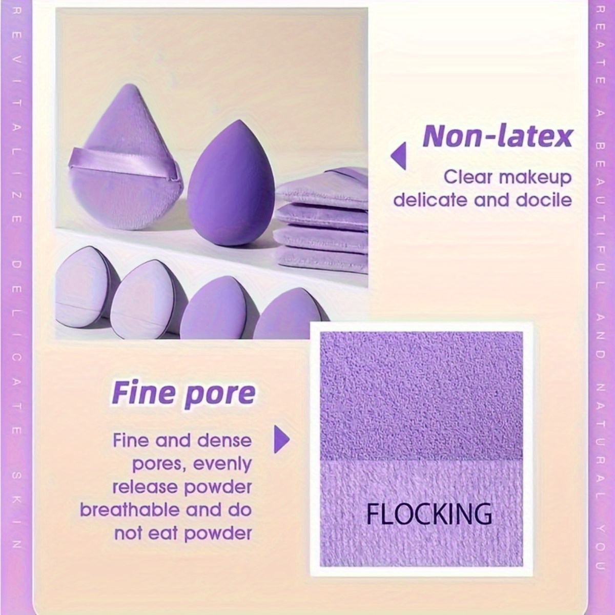 10pcs makeup sponge set     finger powder puff flocking powder puff   suitable for   types dry and wet use reusable makeup mixing tool christmas gift set new year gift set valentines day gift details 4