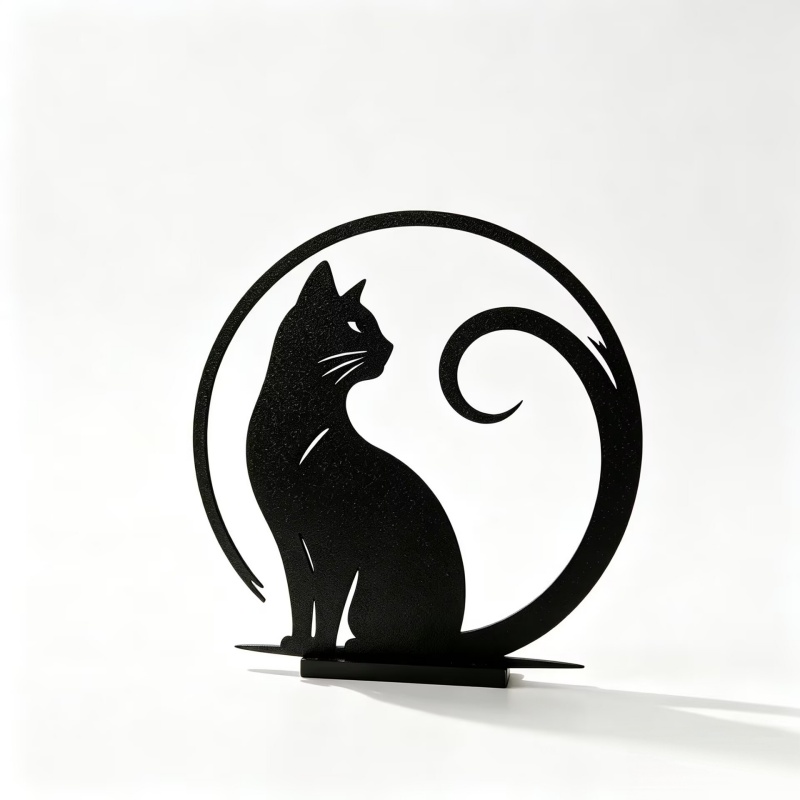 TEMU Minimalist Black Cat Silhouette Ornament - Hollow-out Resin Wall/table Decor Suitable For Nordic Retro Shelf Decoration, Hollow-out Cat Figurine
