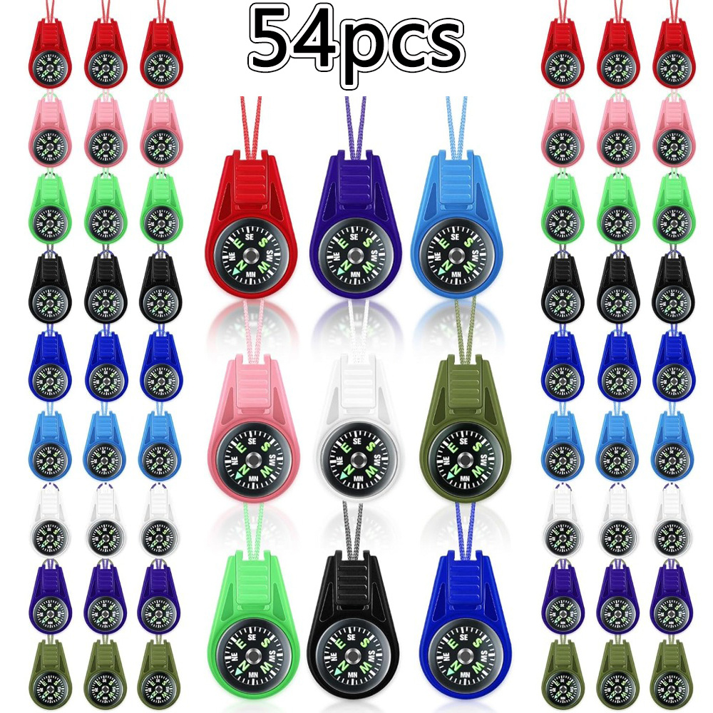 TEMU 54 Mini Compass Set, Random Colors - Compact Keychain Educational Compass, Stylish Design | Sturdy And Durable, No Batteries Required