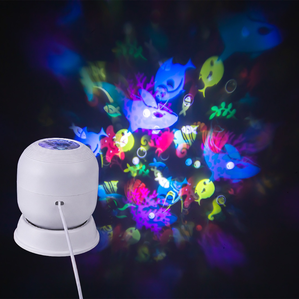 TEMU 1pc Usb Projector Night Light, 360° Rotating Led Sea Life & Ocean Wave Projection Lamp, Ambient Mood Light For Bedroom, Living Room, Game Room,