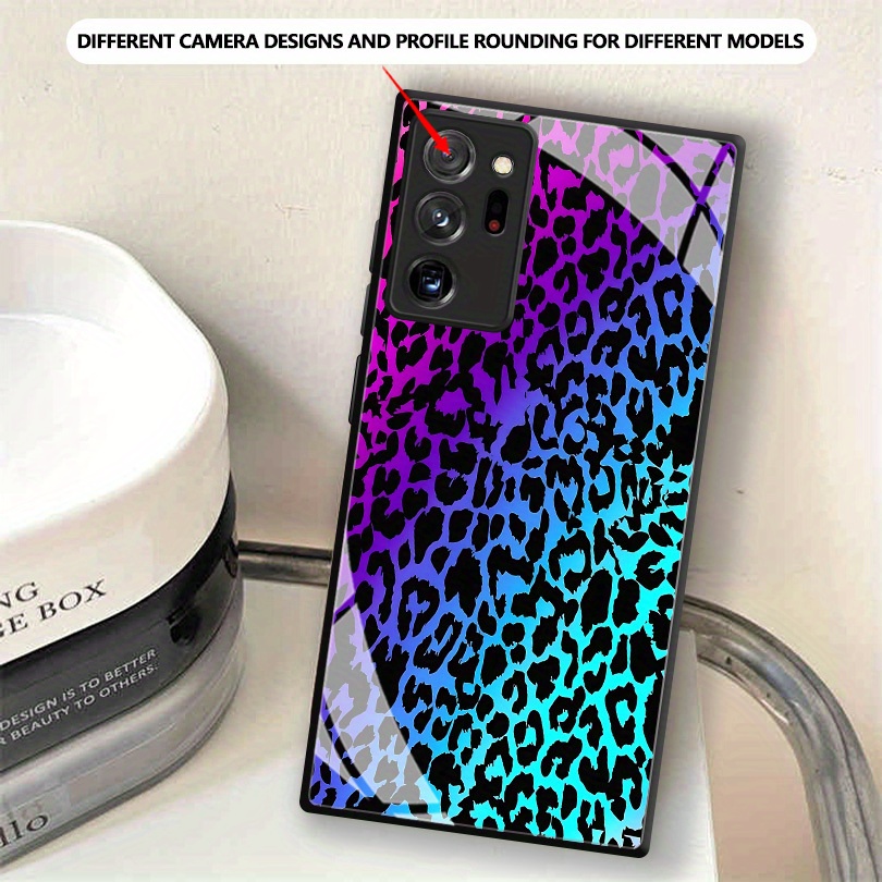 TEMU Phone Case - A Glass Phone Case Featuring A Neon Leopard Gradient Design, Compatible With For Galaxy S25edge, S25ultra, S25plus, S24, S23, S22,