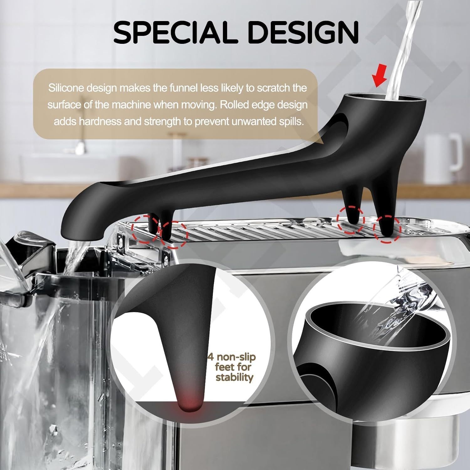 coffee machine water tank filling funnel back water tank universal accessory compatible with most flat     design details 0