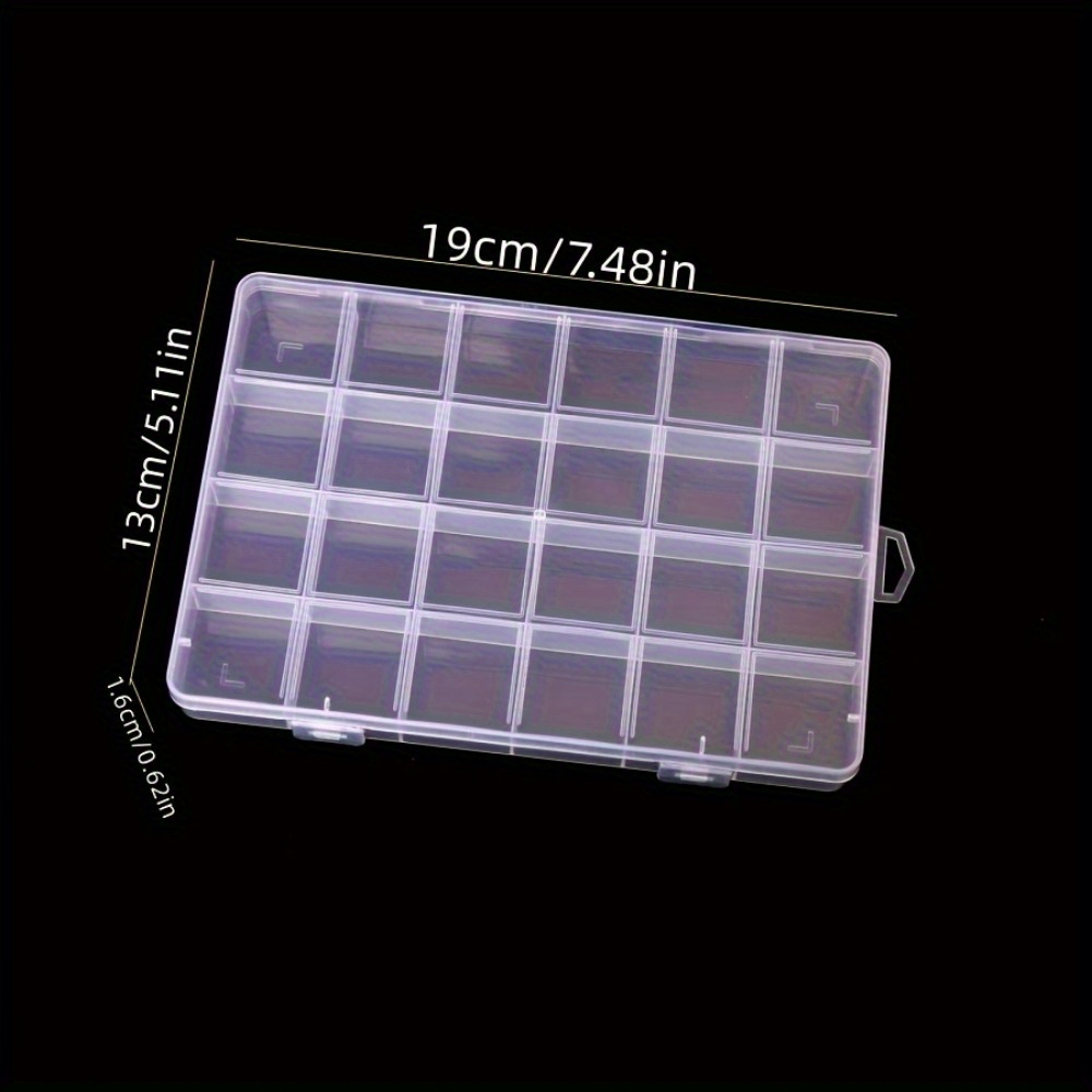 6pcs clear plastic storage box set with lids - heavy-duty transparent organizer with labelled compartments, durable stackable design & rounded corners for jewelry, beads, buttons, screws, nuts, bolts - ideal moving gift,   organization (24 compartments total, 6 trays + 6 lids) - dustproof & scratch-resistant, easy to clean, compact storage solution for small items, scratchresistant container, craft enthusiasts, diy hobbyists Product details 1