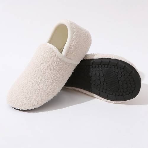 item picture womens fashionable outdoor slippers 2025 new autumn and winter versatile closed toe slip on warm furry slippers with heel cover women shoes