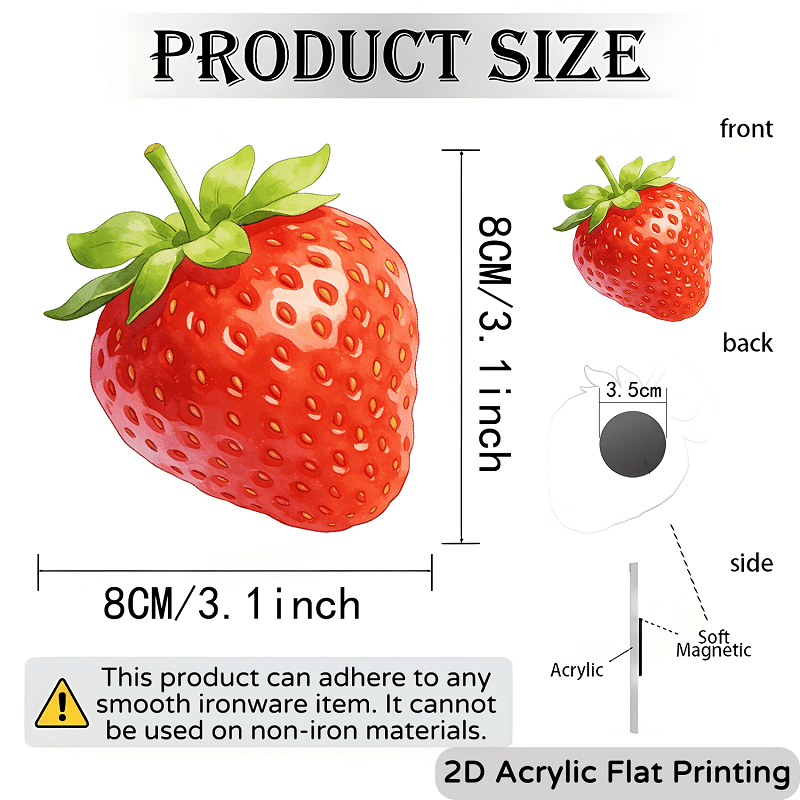 TEMU 1 Strawberry Refrigerator Magnet, A Fun Gift For , Fridge Decoration, Mailbox Decoration, Iron Gate And Furniture Decoration, Birthday Gift,