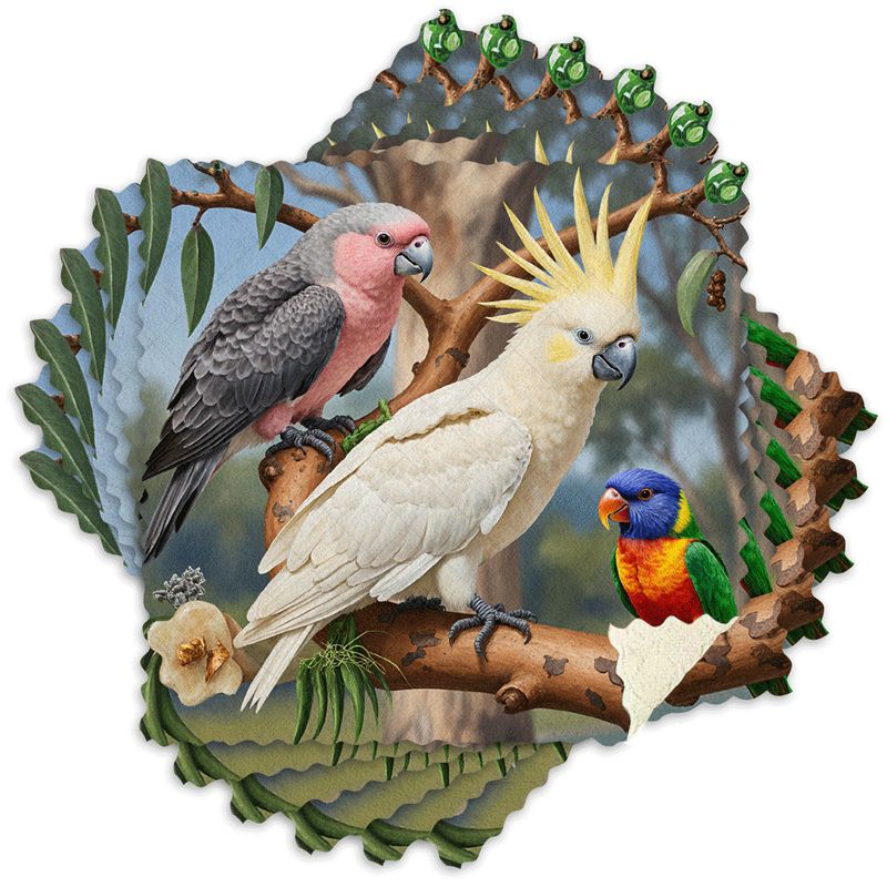 TEMU 6pcs Kitchen Dish Towels Featuring Australian Parrot Oil Painting With 2d Element Patterns, Reusable Cleaning Cloths Made Of Microfiber, Highly